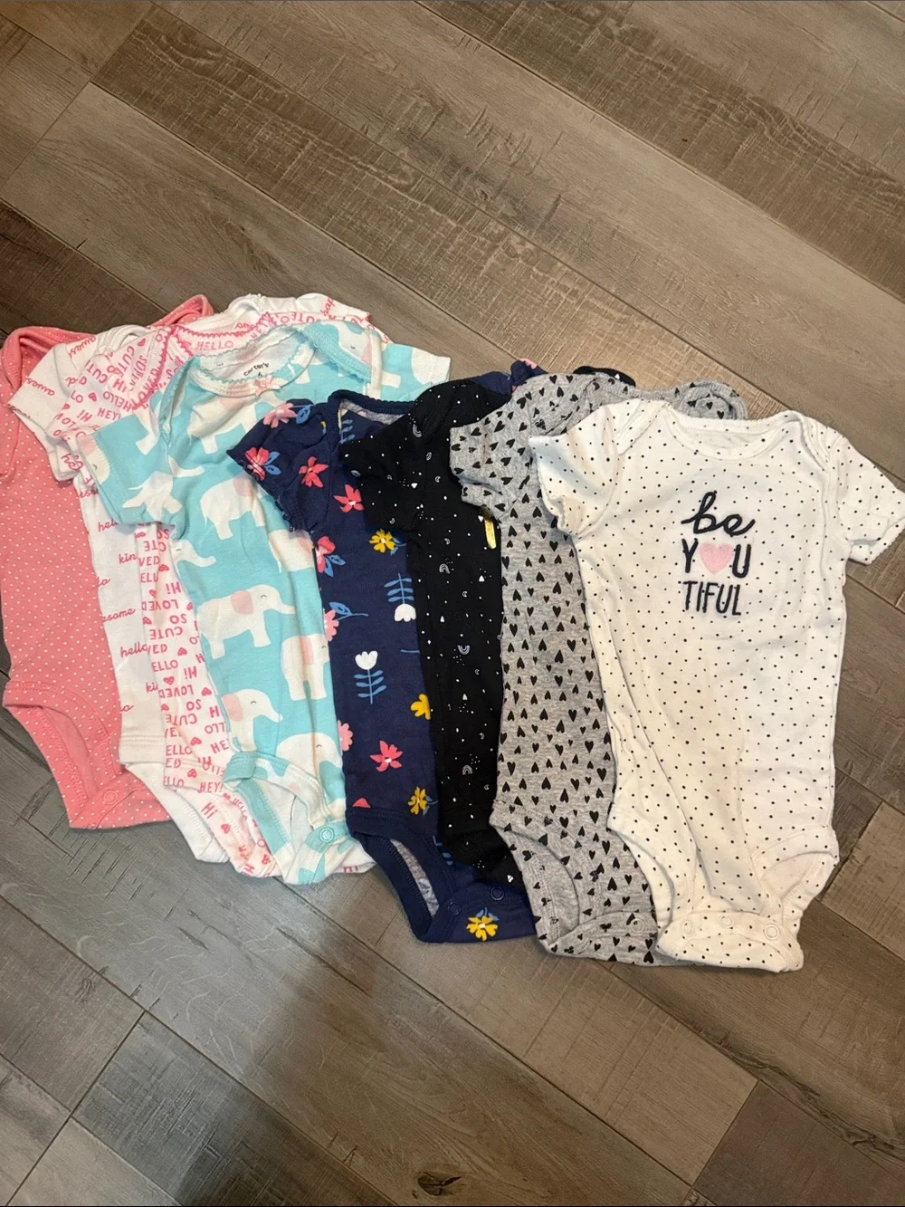 Carter's Girls One-Piece Bodysuit Set - White, Navy, Pink, Mint & Gray